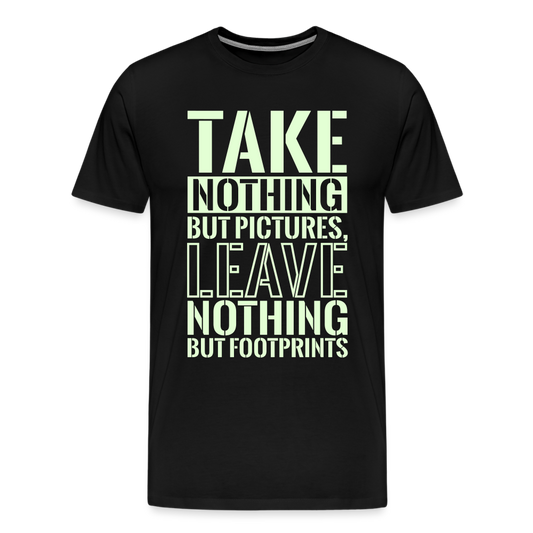 T-Shirt Glow in the Dark Edition "TAKE NOTHING BUT PICTURES, LEAVE NOTHING BUT FOOTPRINTS" - Schwarz