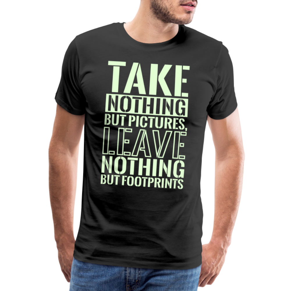 T-Shirt Glow in the Dark Edition "TAKE NOTHING BUT PICTURES, LEAVE NOTHING BUT FOOTPRINTS" - Schwarz