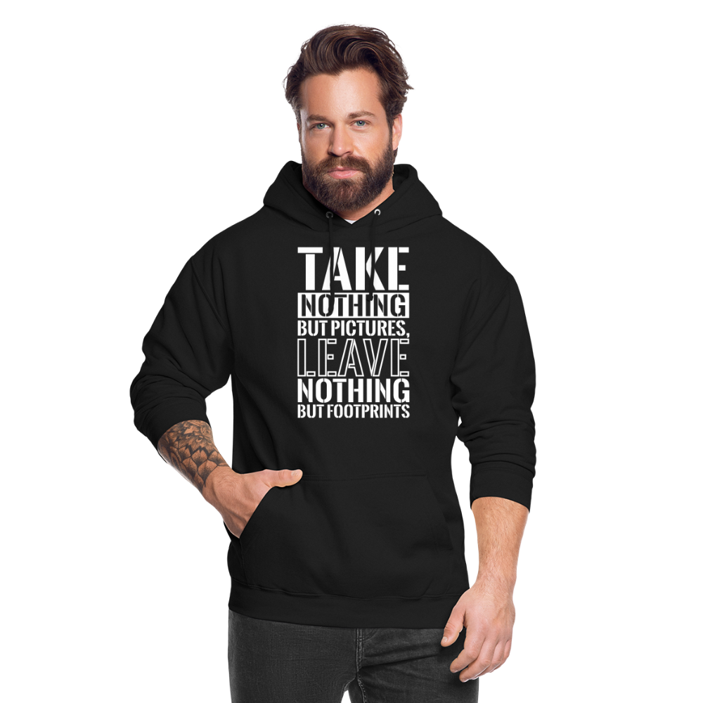 Unisex Hoodie "TAKE NOTHING BUT PICTURES, LEAVE NOTHING BUT FOOTPRINTS" - Schwarz